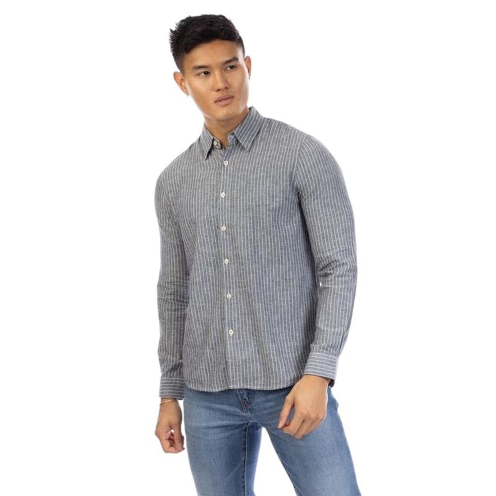 Peter Werth Mens Striped Regular Shirt / Navy/White
